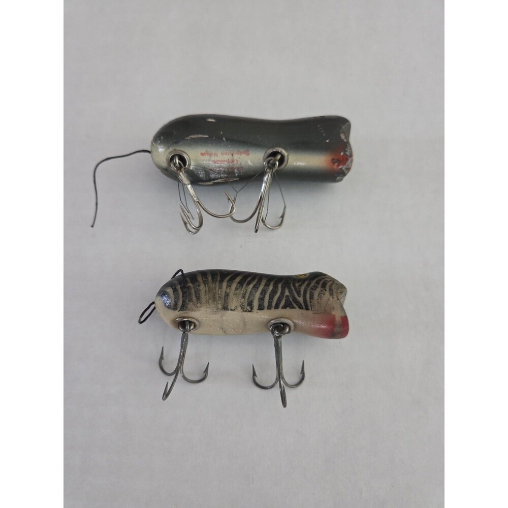 Vintage Shakespeare Fishing Lures Swimming Mouses One Tiger Striped Lot Of 2